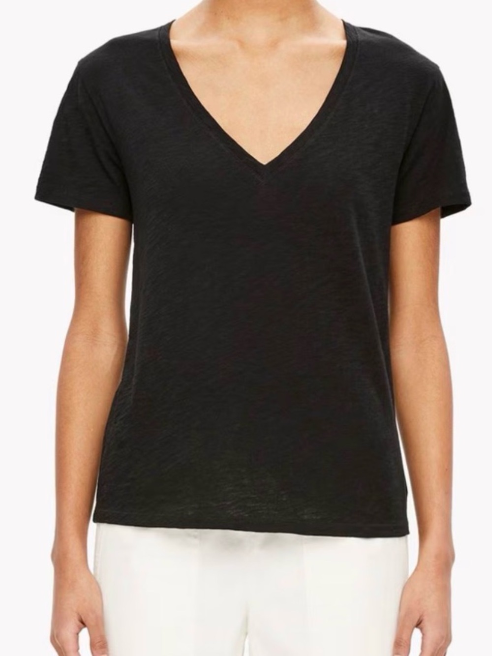 Theory Black V-Neck Short Sleeve Tee